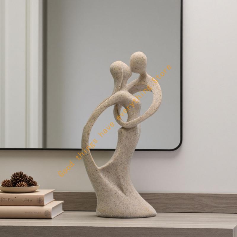 Пара Скульптур Песчаник Поцелуй Влюбленные Пара Статуэтка Абстрактные Фигурки Романтики Страстная Любовь Орнамент Домашний Декор 55KF
