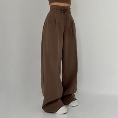 Женские длинные брюки, прямые, широкие брюки с высокой талией, однотонные, повседневные, в стиле OL, широкие брюки для повседневного ношения