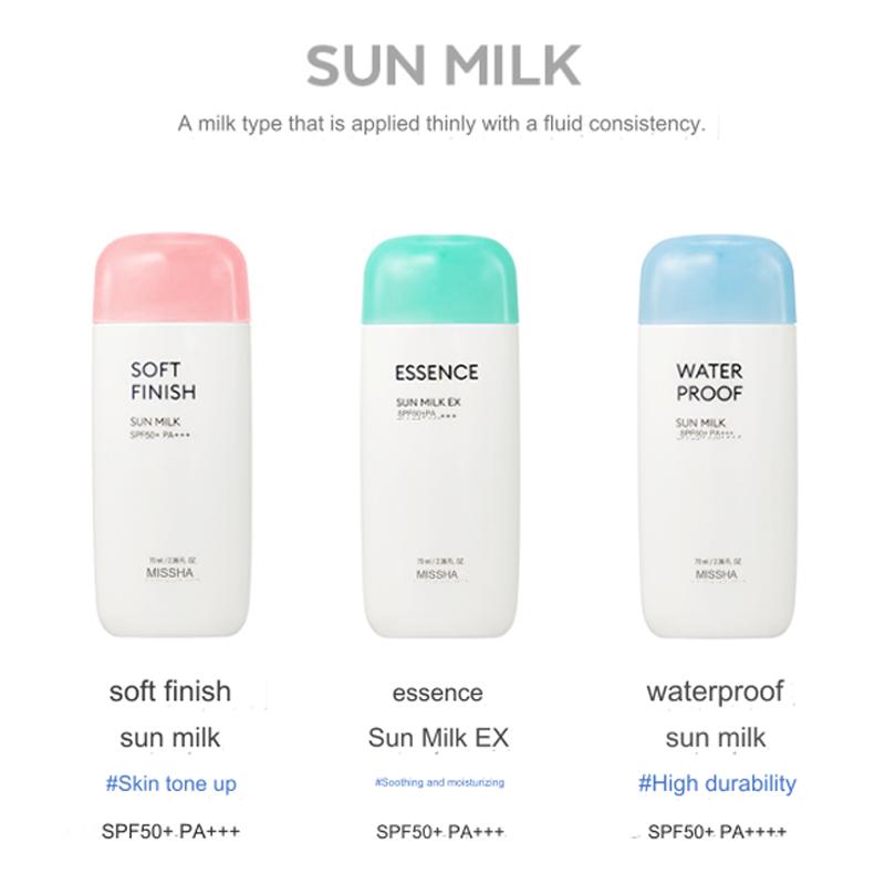MISSHA All Around Safe Block Soft Finish Sun Milk Sunscreen SPF50+/PA+++ 70mL (3 Options)