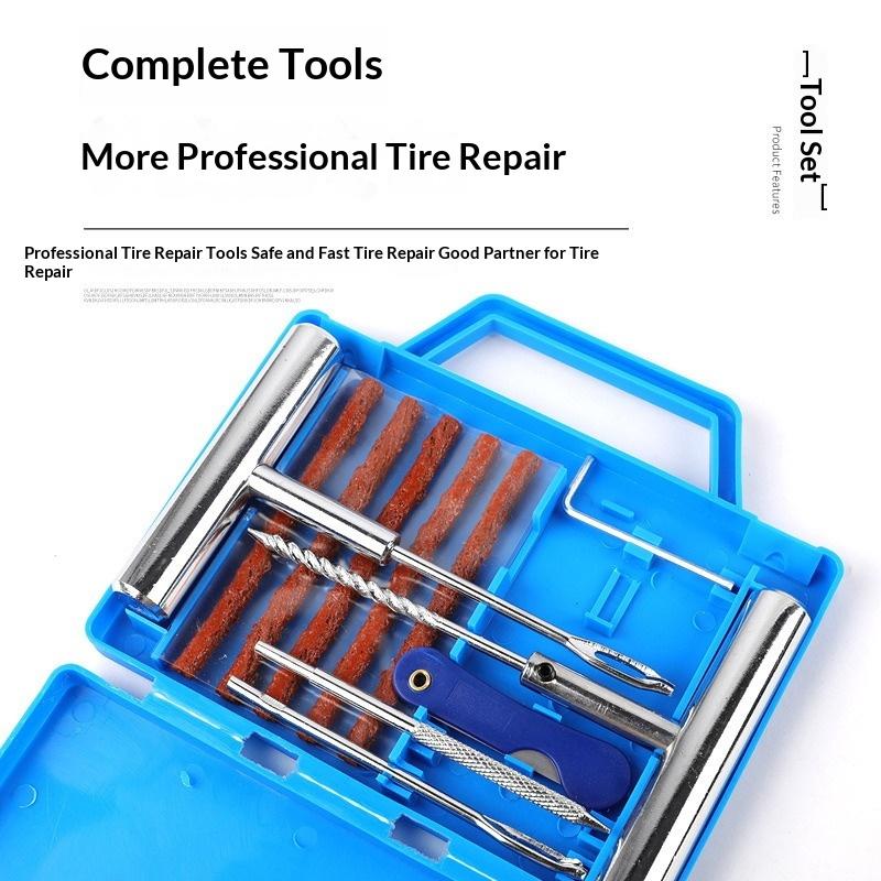 33/58Pcs Auto Tire Repair Set Puncture Repair Tools Car Van Motorcycle Bike Emergency Heavy Duty Tubeless Tire Repair Rivet Set