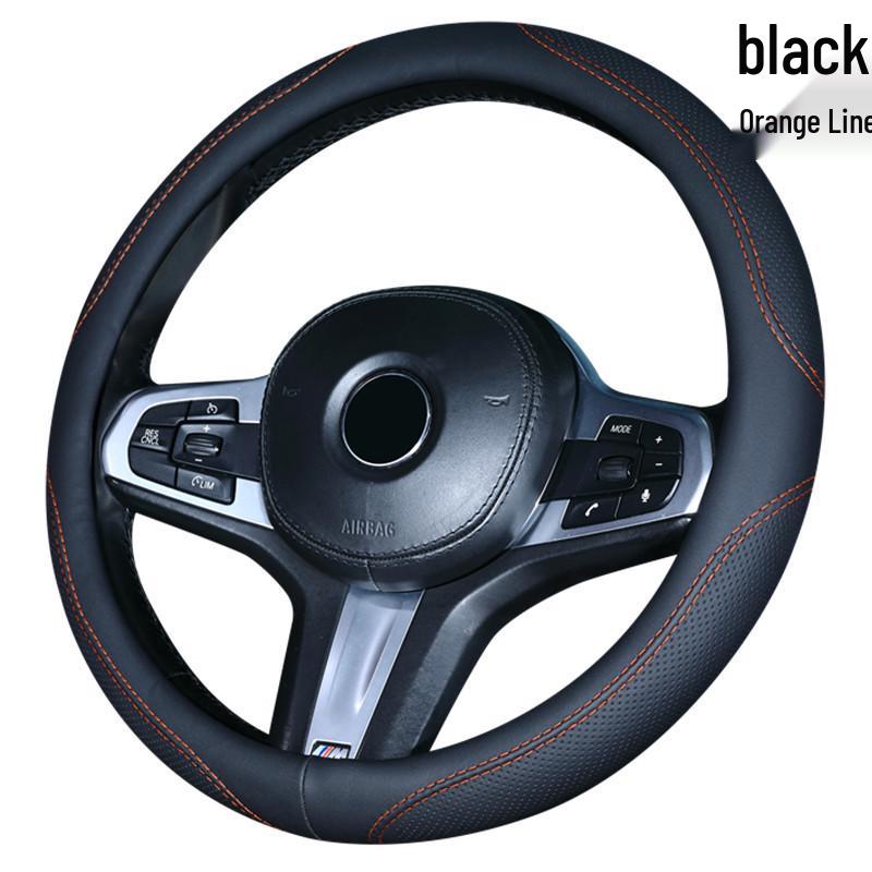Universal Anti-Slip Carbon Fiber Steering Wheel Cover, Sweat-Absorbent, Leather, 4-Seasons Car Interior Protection