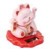Solar Energy Powered White Beckoning Lucky Money Cat for Home Office Car Decor Feng Shui Lucky Cat