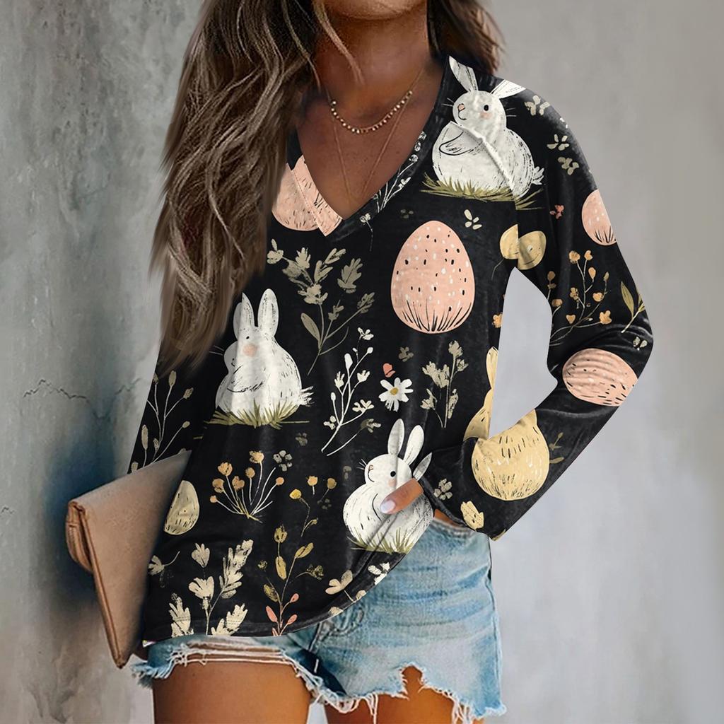 Женская футболка с длинным рукавом и принтом в виде пасхального принта