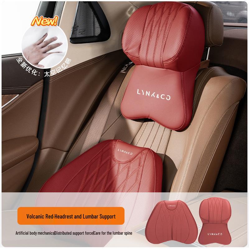 Lynk & Co Car Headrest & Lumbar Support Set for 01/06/07/08/09/10EMP/Z20/900 - Neck & Waist Protection.