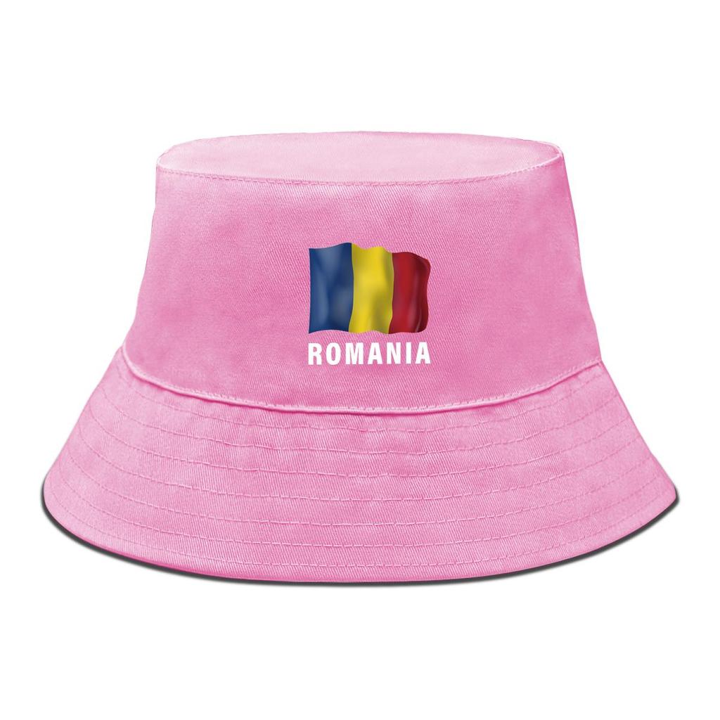 Bucket Hat With Romania Flag Print , Patriotic Men's Hat Simple Lightweight Reversible Beach Hat
