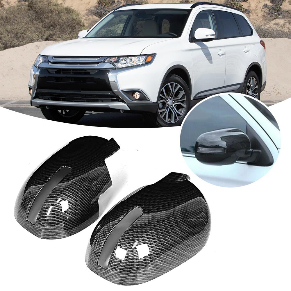 Left Right Rearview Mirror Cover Carbon Fiber Decorative Cap Fit for Mitsubishi Outlander 13?16