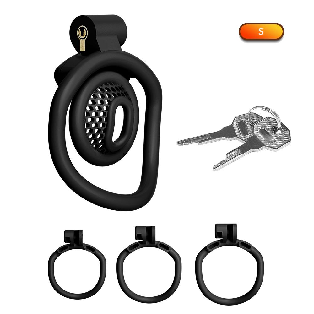 Chastity Cage Male Cock Cage Lock Honeycomb Design Comfortable Anti Masturbation Device Invisible Wear with Key 4 Adapters Ring