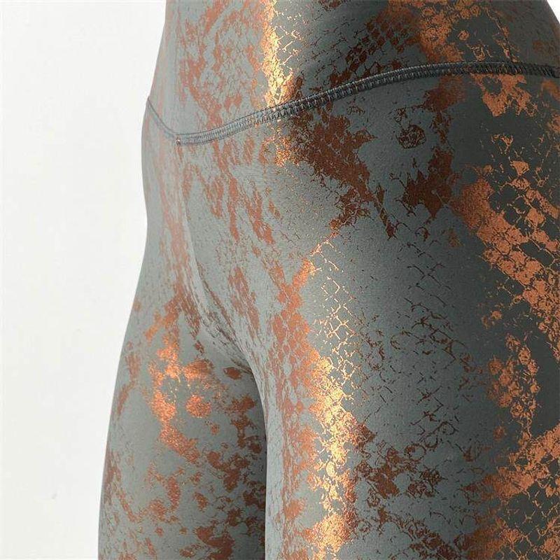 Tight Elastic Bronzing Yoga Pants Fashion Wind Cross-Border Snake Pattern Peach Hip Fitness Pants High Waist Slimming Sports Pants