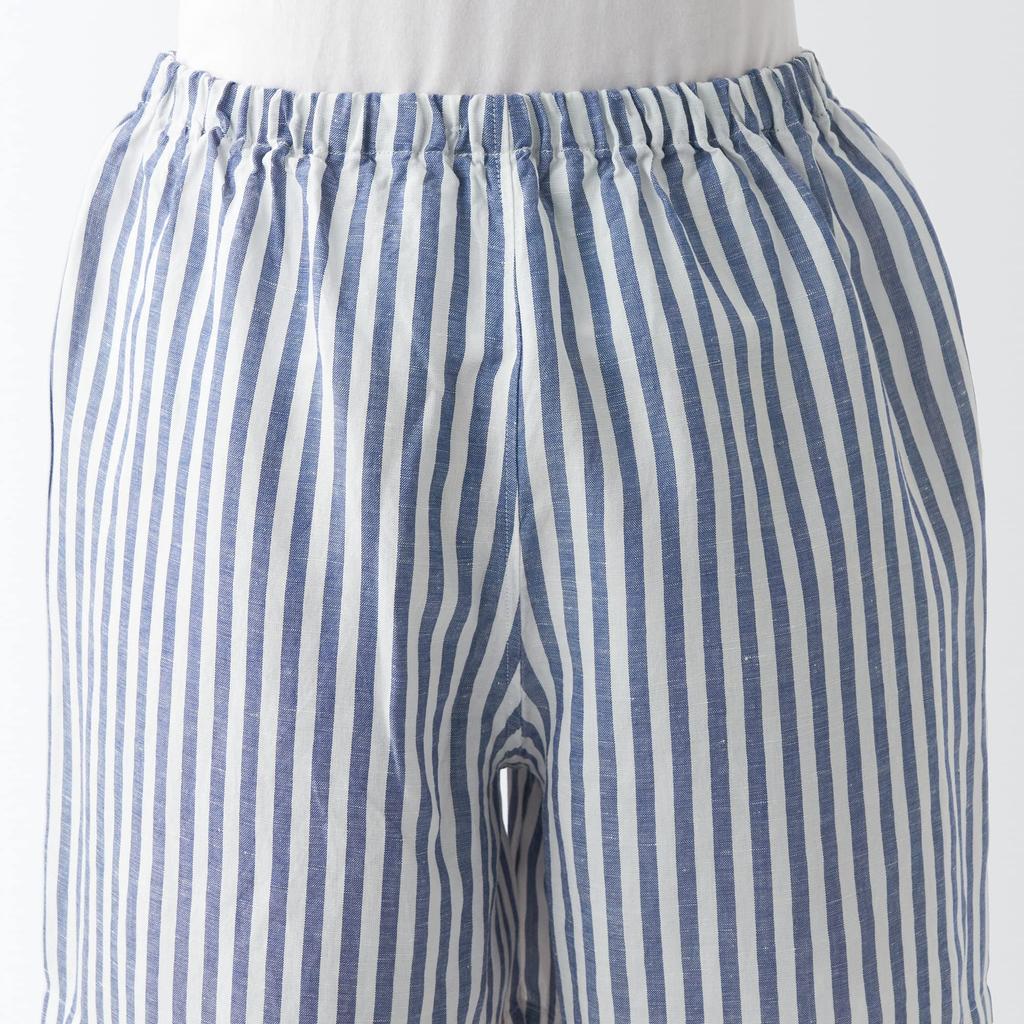 Пижама с короткими рукавами из льна MUJI Naturally Derived Cool Touch Lyocell FDB06A3S Navy Stripe L для женщин