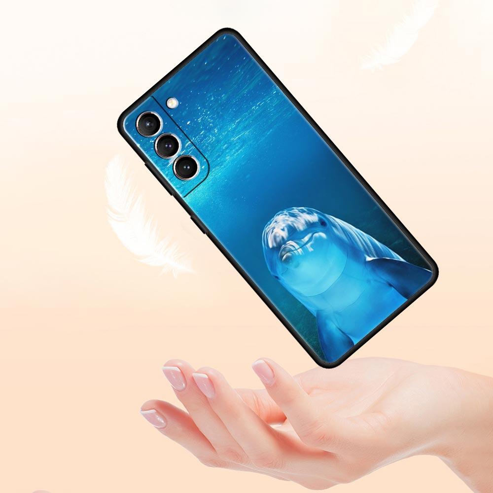 Чехол для телефона с изображением морского животного дельфина для Samsung Galaxy S26 Ultra S25 Plus S24 FE S23 S22 5G S21 S20 Черный Мягкий