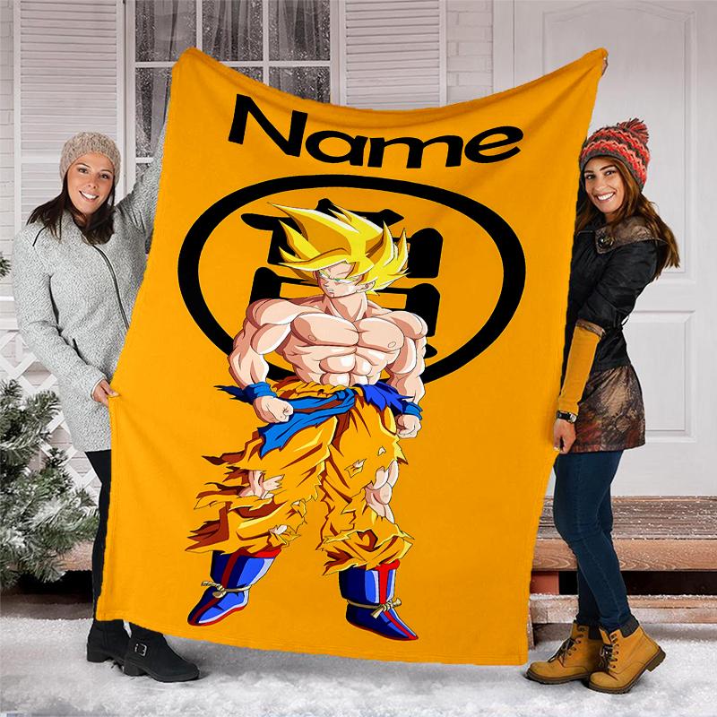 Personalized Custom Name Blanket - Dragon Ball Print Design,Blanket for Sofa,Bed,Travel,Camping - Soft and Warm, Great Gift