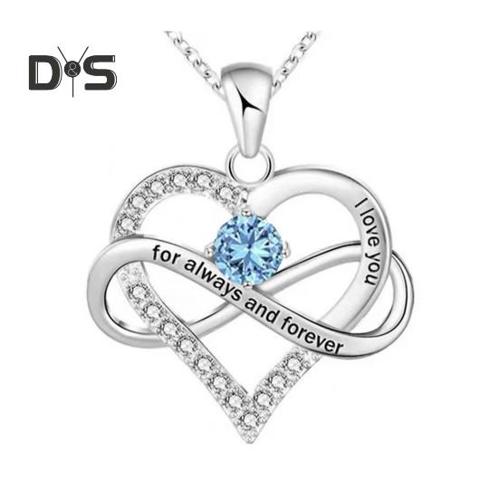 Ожерелье в форме сердца для женщин, романтичное, с надписью «Я люблю тебя вечно», ожерелье с подвеской в форме сердца из кубического циркония на День святого Валентина, подарок на годовщину