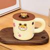 New Cartoon Ceramic Cup with Lid Bear Mug Household Set Water Cup High Value Large Capacity Cup