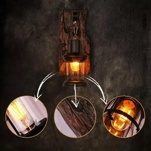 Industrial style country style solid wood E27 wall lamp Without bulb