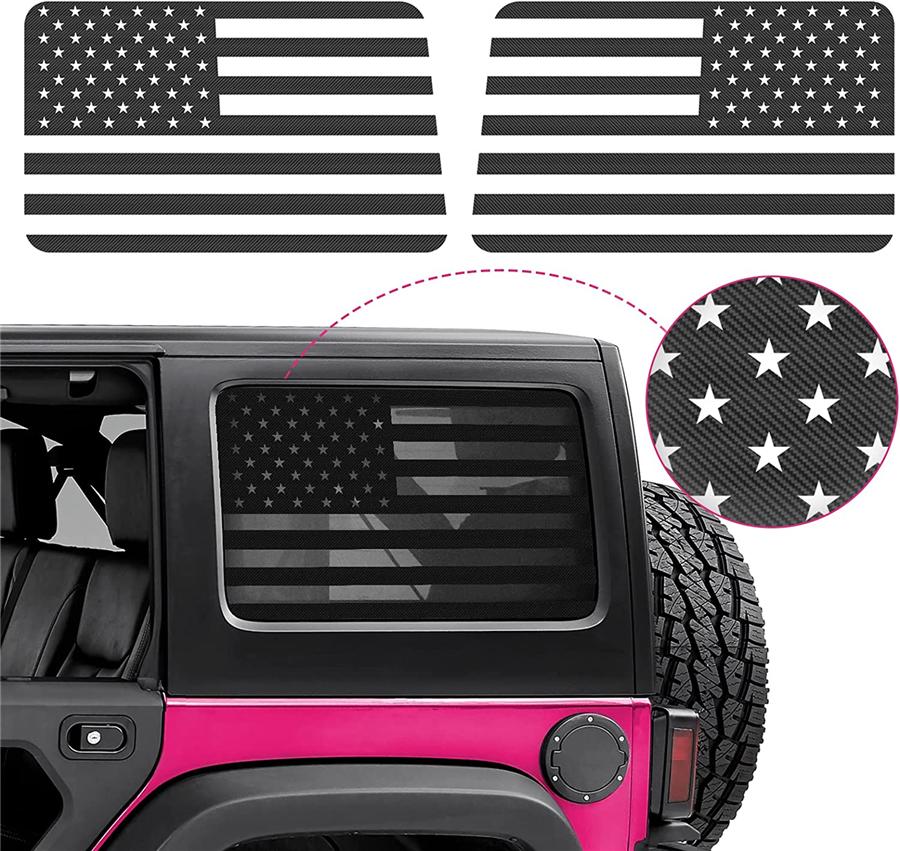 2x Наклейка-декаль на окно с американским флагом для Jeep Wrangler JK JKU 2007-2017 4-дверный