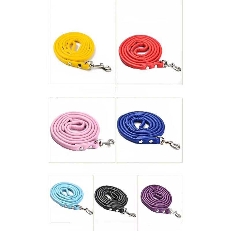 Поводок из искусственной кожи для собак, цепочка, поводки, веревка, крючок для кошек, пряжка для ошейника для мелких животных, шлейка для бега, ходьбы, черного, красного, синего цвета