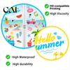 Creative Summer Gift Ideas 2Pcs Hello Beach Window Clings, Tropical Hawaiian Coconut Tree Flamingo Easy Peel Stick Wall Art Stickers