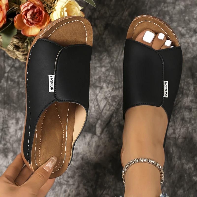 Модные легкие туфли-клинья с открытым носком, женские летние сандалии на платформе с толстой подошвой, женские шлепанцы из искусственной кожи больших размеров, обувь Mujer 43