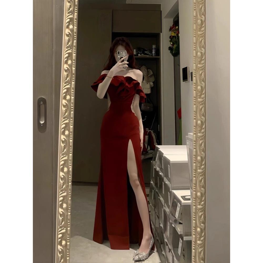 Фестивальное платье, вечернее платье, высококлассный темперамент знаменитости, платье для тоста на банкете, платье с открытыми плечами, женское