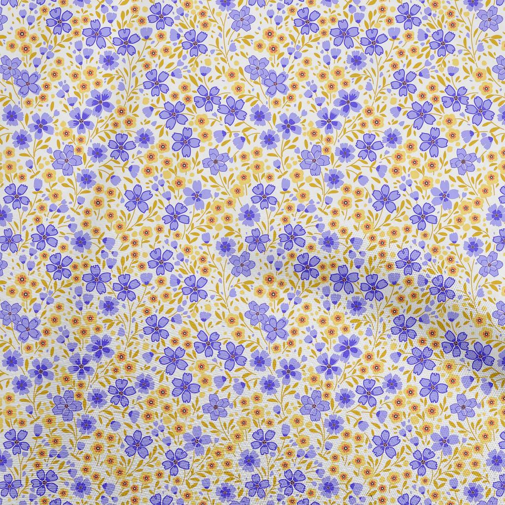 oneOone Ткань Cotton Flex Dark Teal Blue с цветочным принтом для одежды своими руками, принтованная ткань по ярдам 40 дюймов