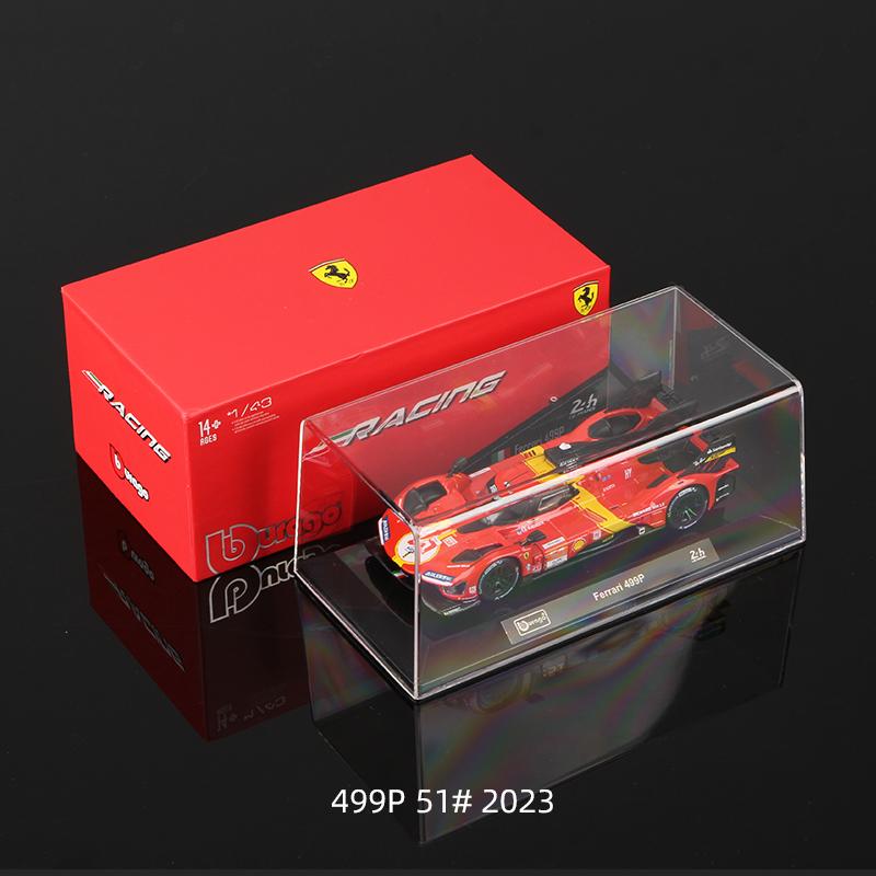 Ббураго 1:43 2024 Ferrari 499P № 83 Металлическая модель гоночного автомобиля 24 часа Ле-Мана Литая модель транспортного средства Игрушка