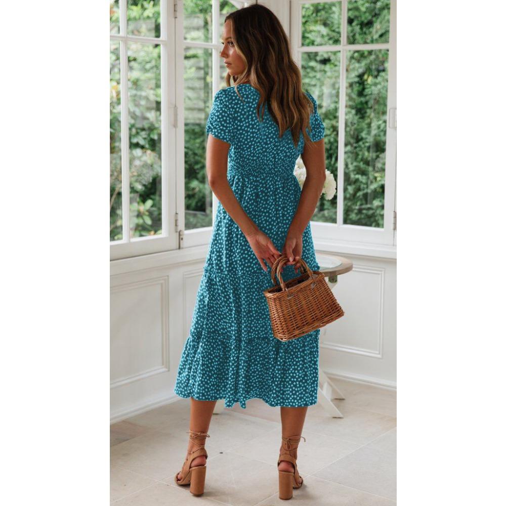 GMXIA Платье с квадратным воротником, рукавами-фонариками и цветочным принтом, длинная юбка