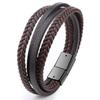 Handmade Braided Leather Rope Bracelet Retro Men's Jewelry Alloy Magnetic Clasp Adjustable Length DIY Woven Bracelet Gift