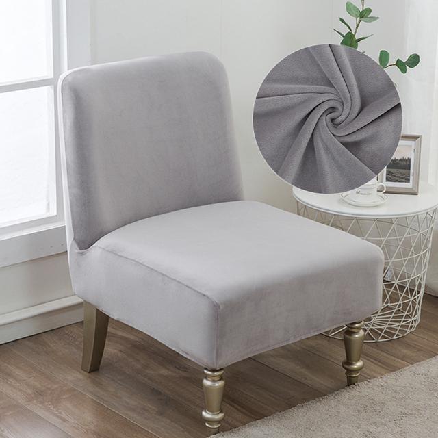 Velvet Fabric Armless Accent Chair Cover Stretch Single Sofa Covers Short Back Slipper Chair Slipcovers Protector For Home Hotel