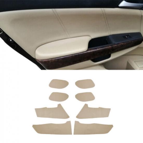1 Set Beige Leather Car Inner Door Panel & Armrest Cover For Honda Accord 8th