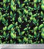 Black Poly Crepe Fabric Jasmine Leaves Print Fabric by the Yard 42 Inch