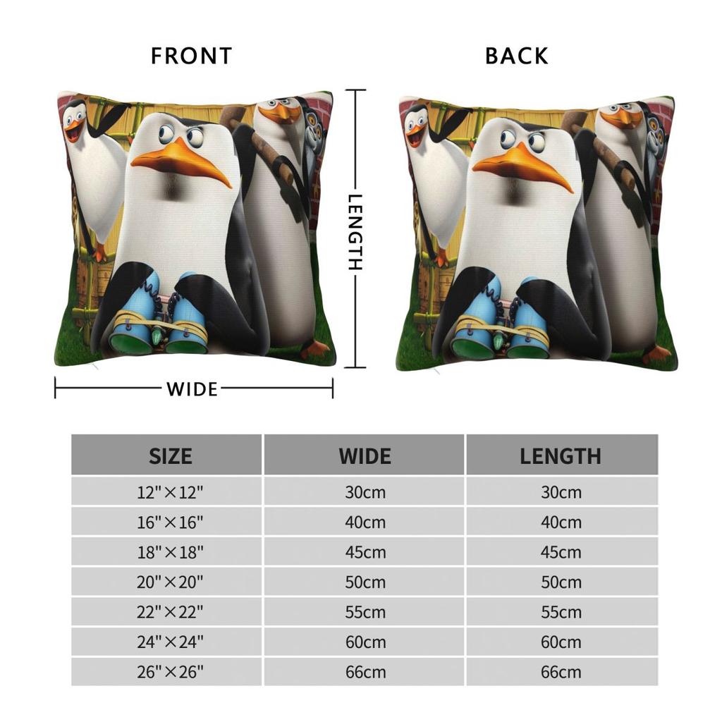 Pose Penguins Of Madagascar Square Pillowcase Pillow Cover Cushion Throw Pillow for Home Sofa Living Room