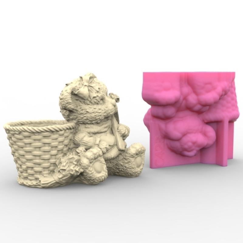 Любовь маленький медвежонок гипсовый цветок силиконовая форма эпоксидная смола литейная форма сочная ваза цементная форма держатель для ручек