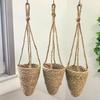 Плетеные вручную подвесные кашпо из веревки, декоративная настенная корзина с текстурой рогоза, подходят для настенного декора и решения для хранения