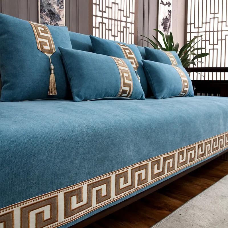 Чехлы для диванов из синели в китайском стиле, четырехсезонные, универсальные, из массива дерева, подушка для сиденья дивана, радостный противоскользящий красный чехол для подушки на стул