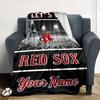 Name Custom Boston red sox logo Print Flannel Blanket High Quality Warm Comfortable Cover for All Seasons Perfect for Gifts Home Decor