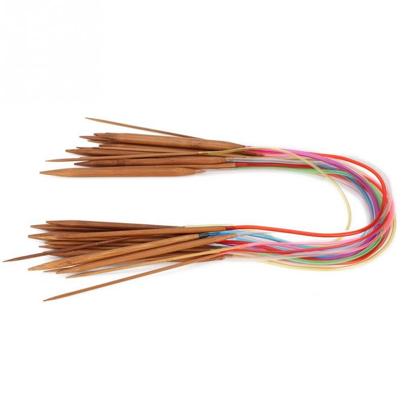 Multicolor Plastic Pipe Carbonized Double Annular Bamboo Sweater Needles for Knitting