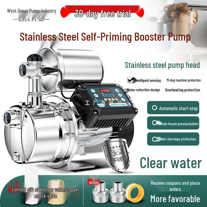 220V Stainless Steel Automatic Self-Priming Jet Pump for Home Well & Tap Water Pressure Boosting