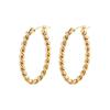 Stylish Catwalk Gold Twist Woven Loop Earrings, Simple Wind Stainless Steel Furnace Vacuum Plating 18K Gold