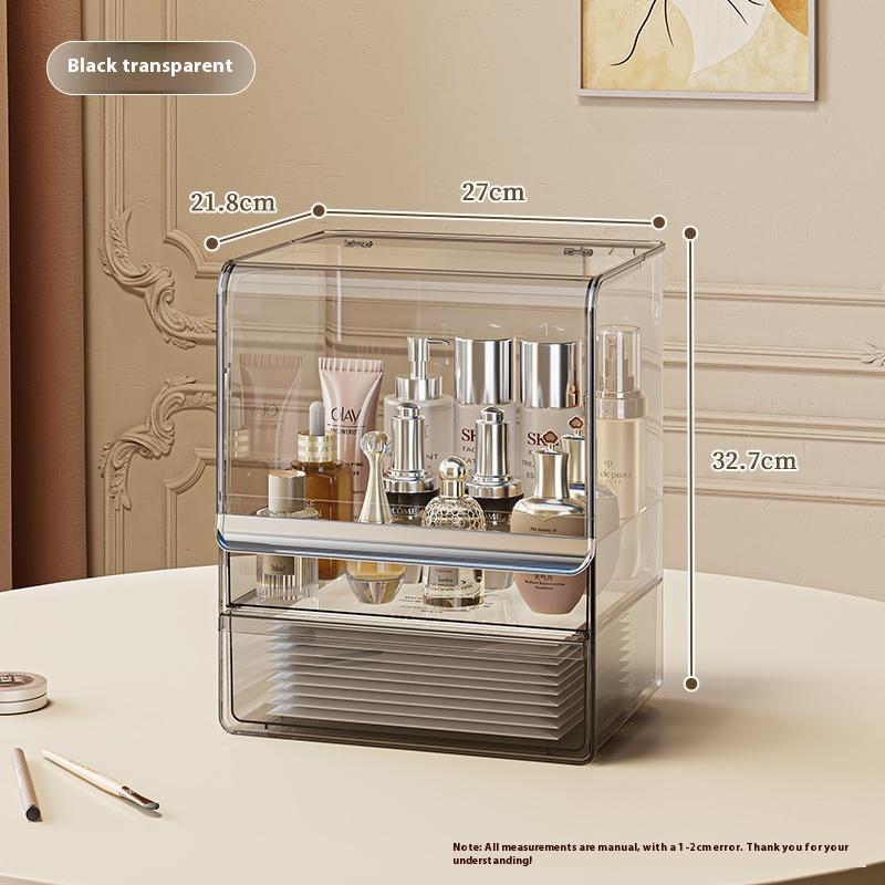 Cosmetics Storage Box Desktop Premium Sense Dust-proof Large Capacity Dresser Transparent Skin Care Shelf