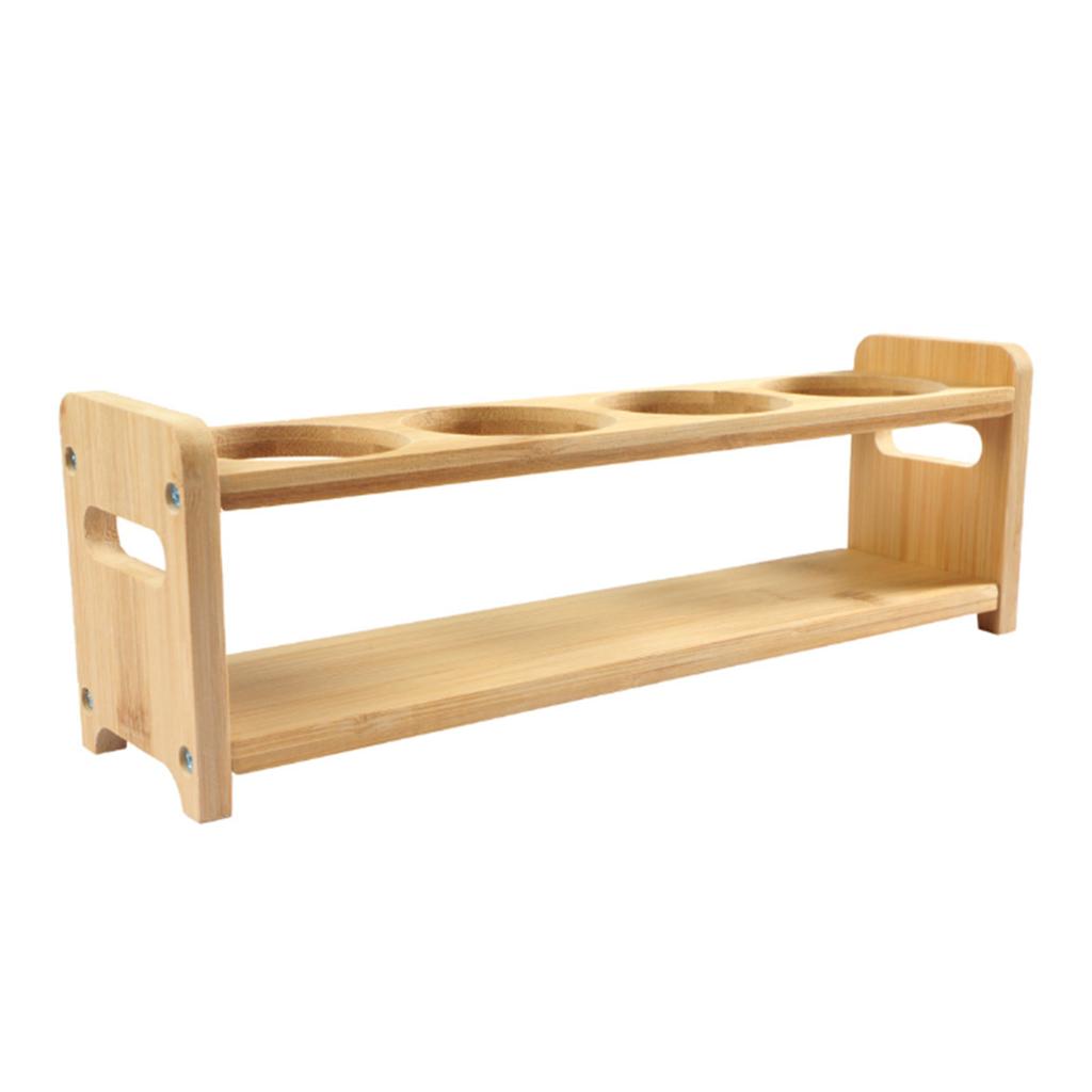 Подставка для хранения приправ из бамбукового дерева с 4 отверстиями, многофункциональная, нескользящая, экономящая место стойка для бутылок с маслом