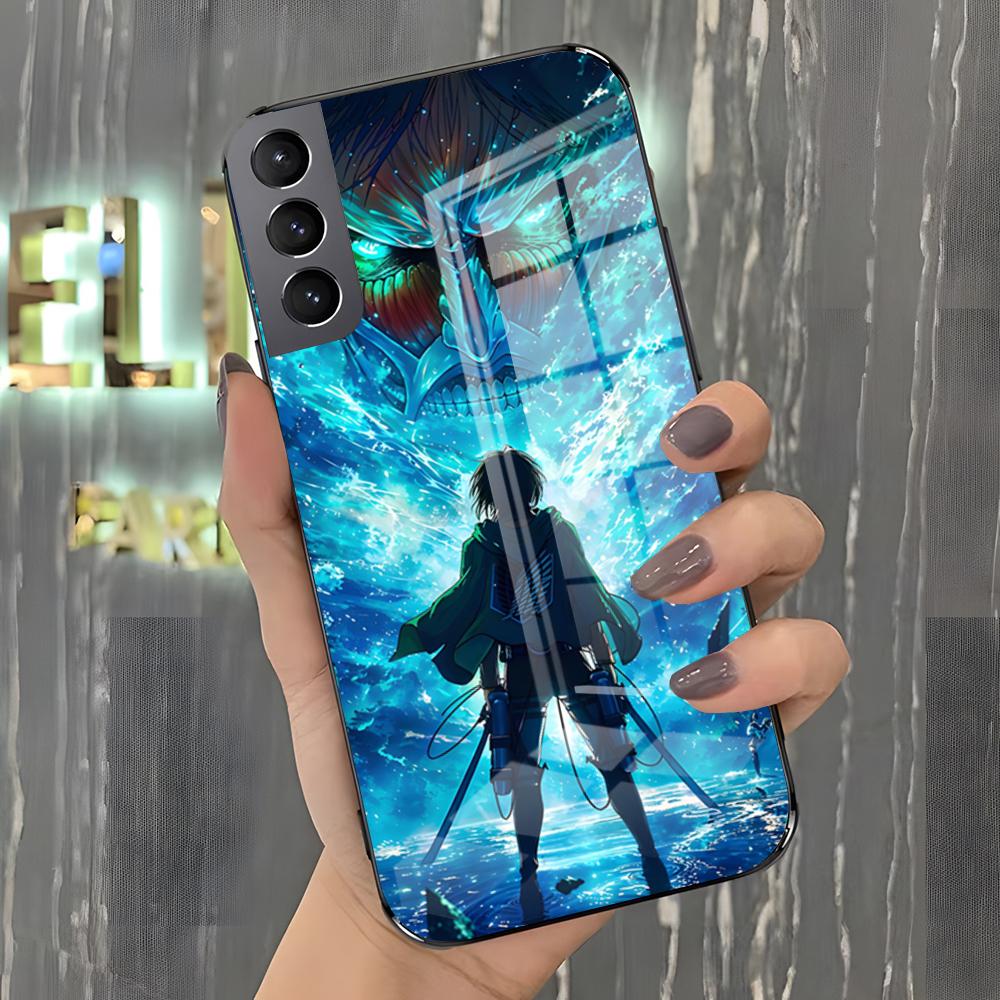 Чехол для телефона Аниме Атака Титанов Для Samsung A25 A13 A33 5G A54 A36 A35 A56 A52 A14 Ударопрочный Стеклянный Чехол