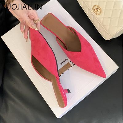 Мода SUOJIALUN 2024 Осень Новый Бренд Женские Босоножки Мода Острый Носок Неглубокие Слипоны Слингбэки Туфли Тонкий Низкий Каблук Лодочки