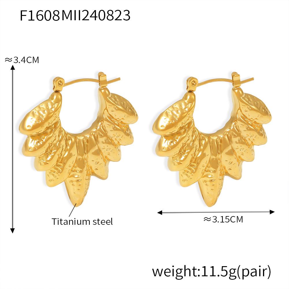 Серьги-листья, полые, новые, из титановой стали, позолоченные 18 карат PVD, темпераментные серьги