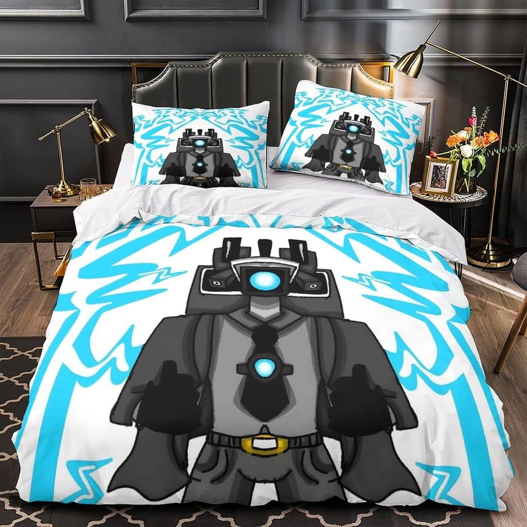 New 3D Game Skibidi Toilet Comfortable Duvet Quilt Cover Pillowcase Bedding Set Children Bedroom Decoration Home Textile