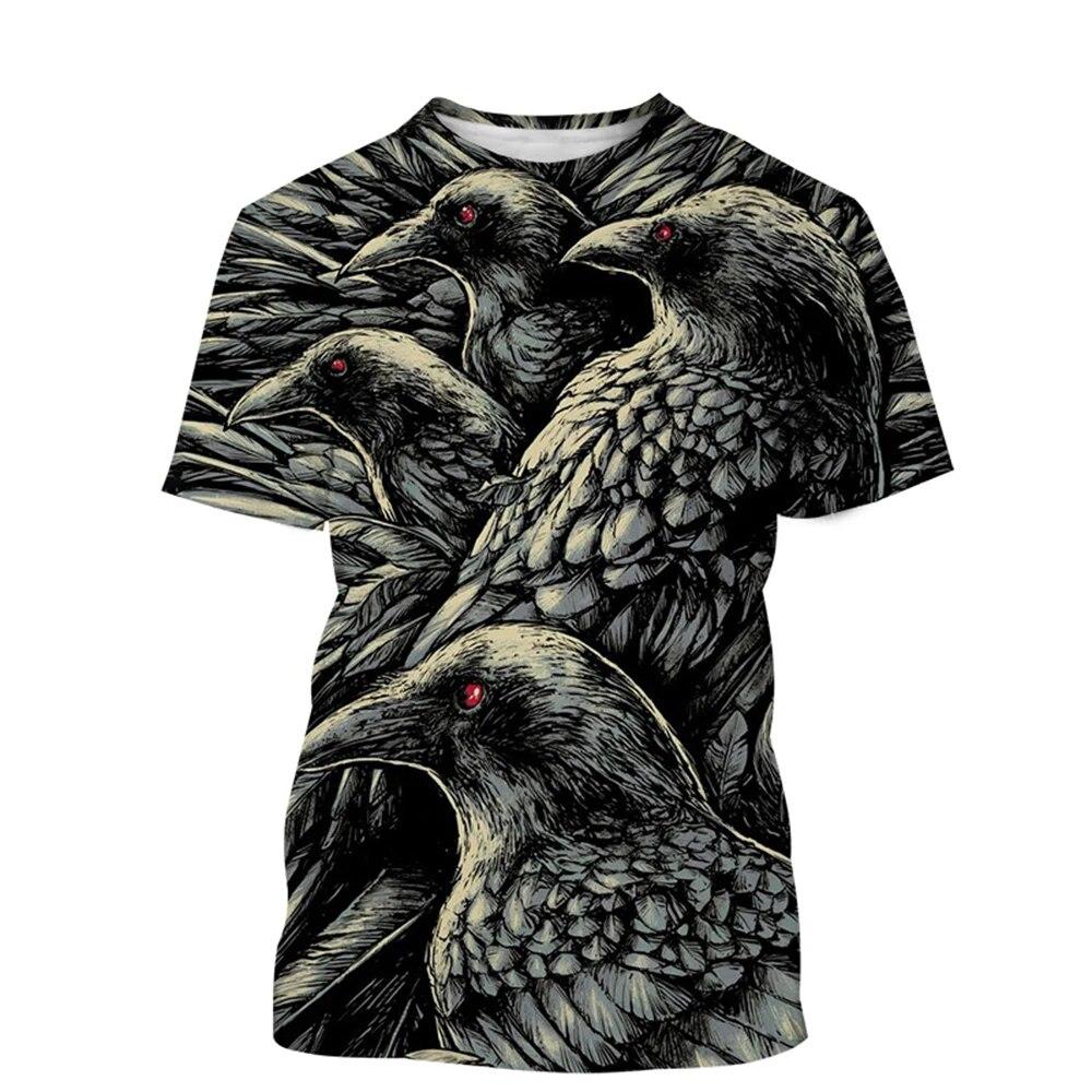 Animal Crow 3d Print Summer Men/Women O-Neck T-shirt Casual Short Sleeve Oversized T Shirt Fashion Streetwear Trend Men Clothing