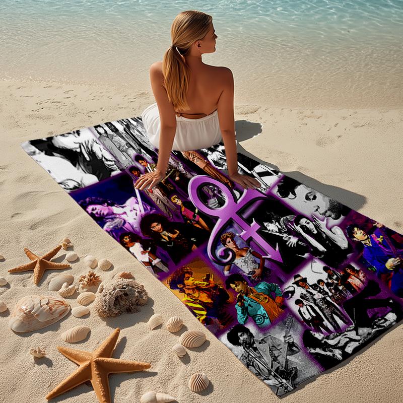 proof beach towel with a Purple Rain4 pattern - soft,absorbent,quick-drying,machine washable - perfect for swimming,camping,bathing