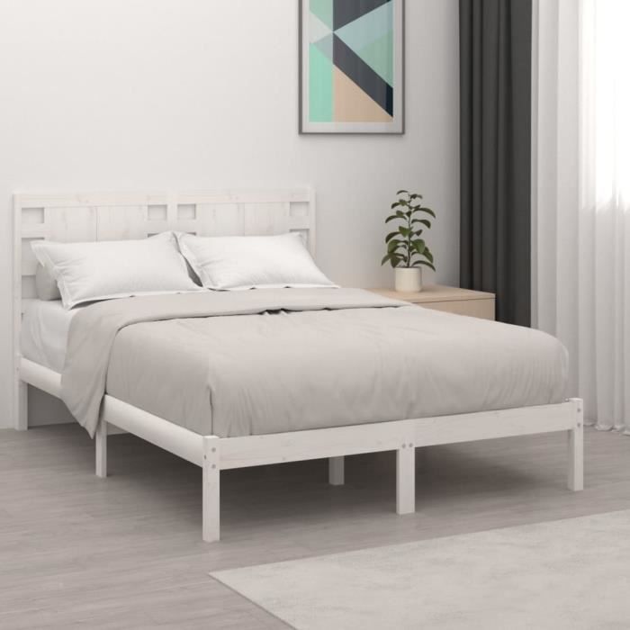 VidaXL Cadre de lit Blanc Bois massif 120x190 cm Petit Double 3104189