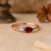 Red Garnet Bridal Ring, Pear Opal Statement Ring, Cubic Zirconia Wedding Ring, Rose Gold Plated Jewelry