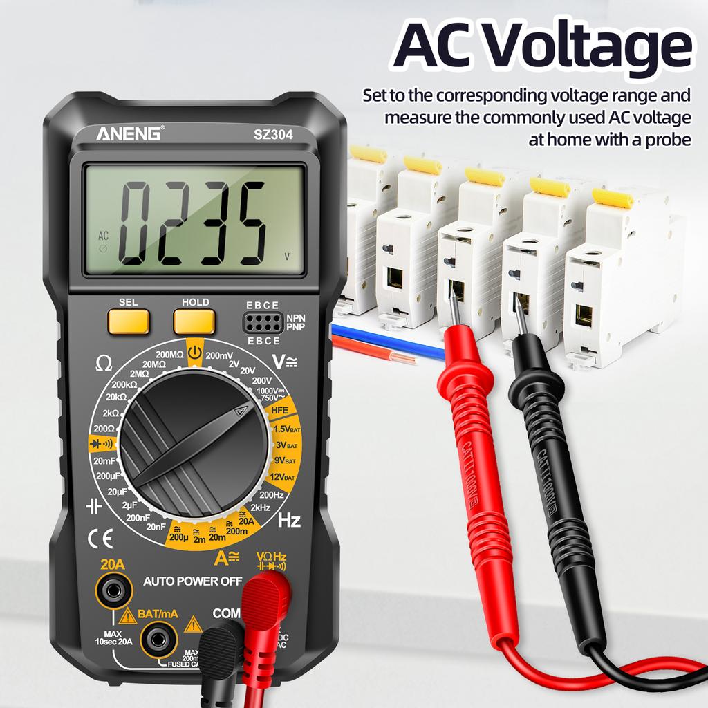 ANENG SZ304 Multifunction 1999 Counts Digital Multimeter True RMS Handheld High Precision Tester