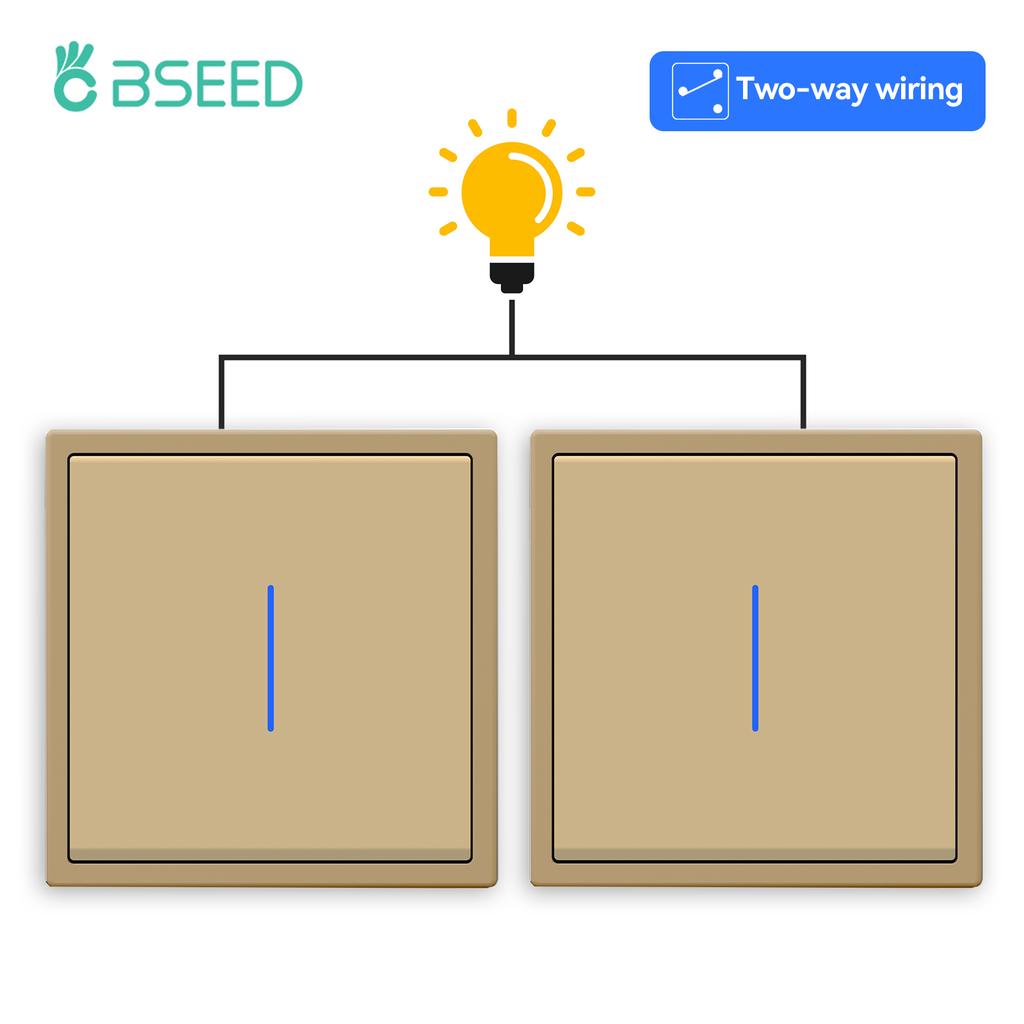 BSEED 1/2Gang Mechanical Light Switches With Led Indicator For Stairs Hallway Corridor 10A Plastic Frame 2pieces